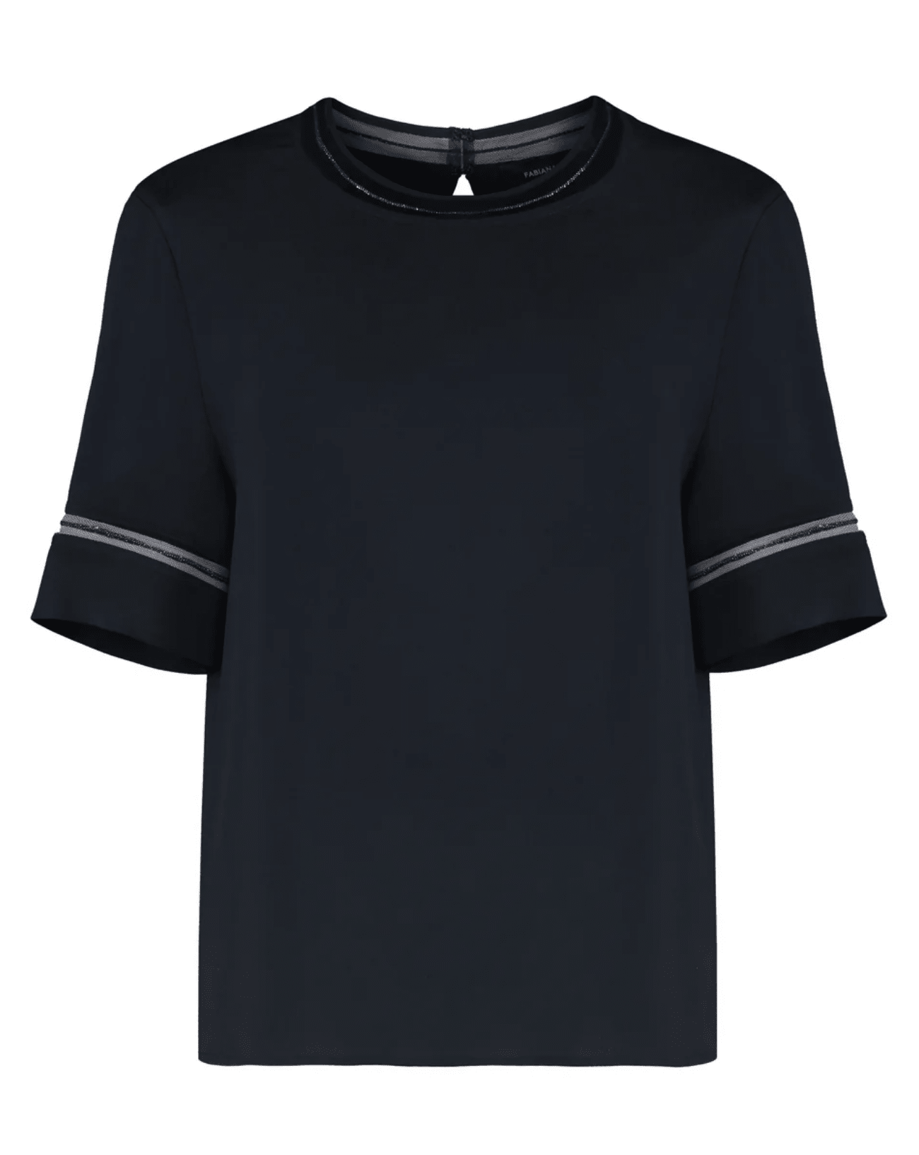 Fabiana Filippi | Crepe De Chine Navy Short Sleeve Top – The Bank