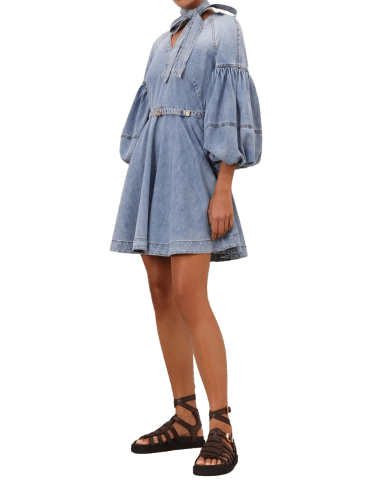 Zimmermann | Tie Neck Blue Denim Mini Dress Sea Foam – The Bank Zimmermann | Tie Neck Blue Denim Mini Dress Sea Foam – The Bank