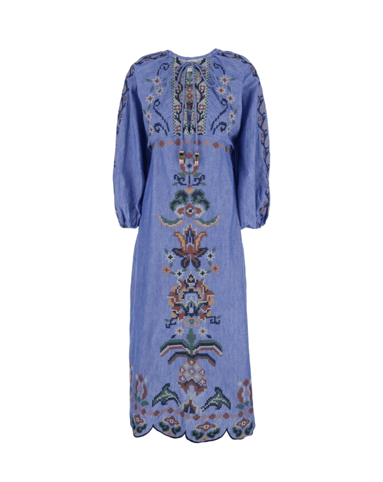 Farm Rio | Garden Tapestry Blue Embroidery Midi Dress The Bank Farm Rio | Garden Tapestry Blue Embroidery Midi Dress The Bank