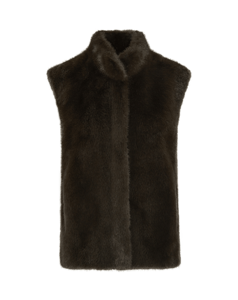 Gilet Womens Oasis Black Fur Gilet Lou Andrea